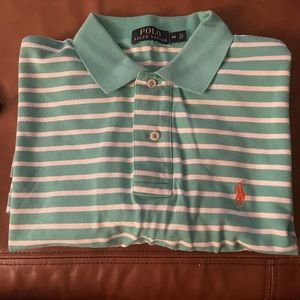 White Striped Green Ralph Lauren Polo Shirt